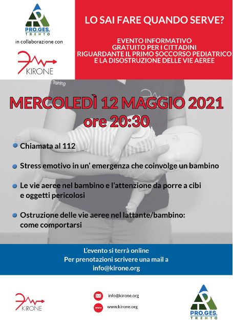 Locandina evento sul primo soccorso bambino