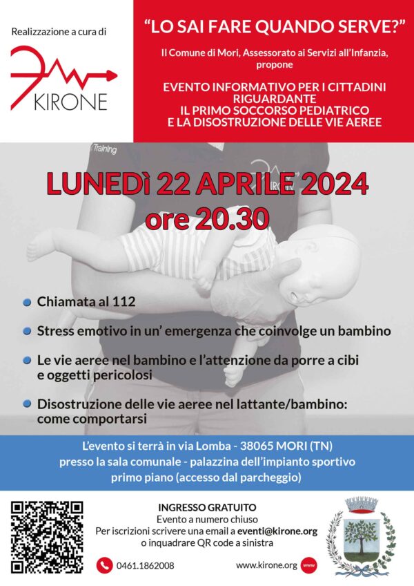Locandina evento sul primo soccorso bambino